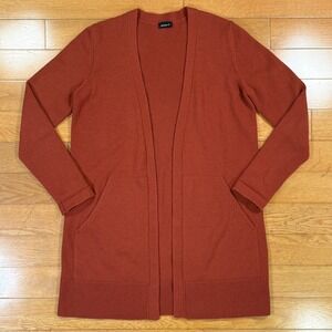 Akris Punto 100% Cashmere Open Front Long Cardigan Rust Orange Size US 8